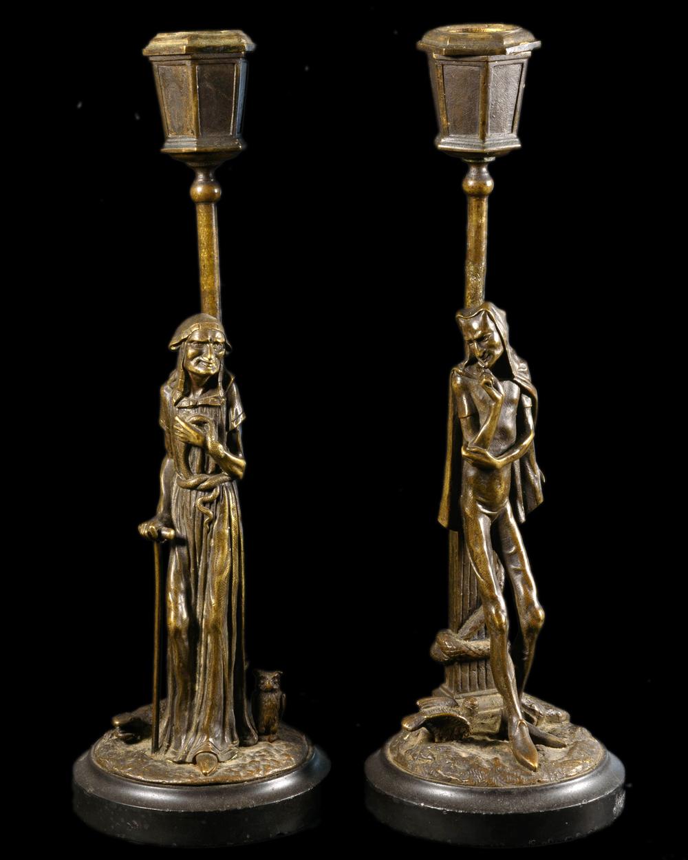 CANDLESTICKS THE DEVIL AND THE WITCH - RELICS