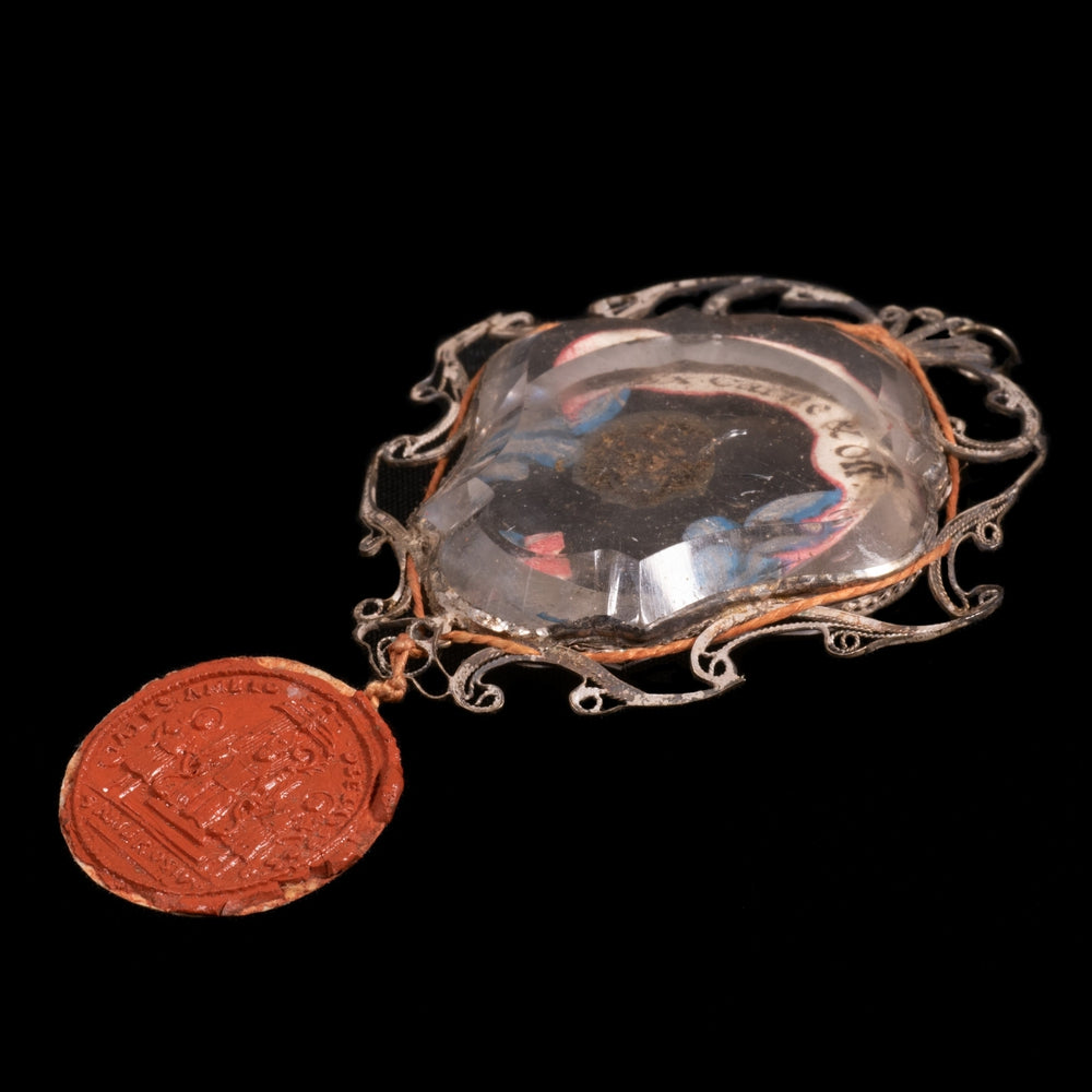 RELIQUAIRE EN CRISTAL DE ROCHE, RELIQUE DE PREMIERE CLASSE EX CARNE DE VERONIQUE DE MILAN - RELICS