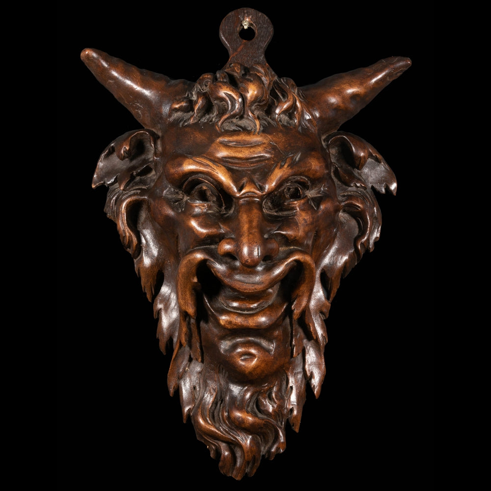 WOODEN SCULPTED DEVIL HEAD - RELICS