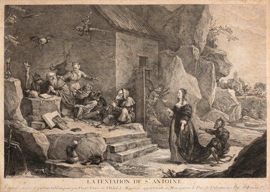 18th Century ENGRAVING THE TEMPTATION OF ST ANTOINE - RELICS