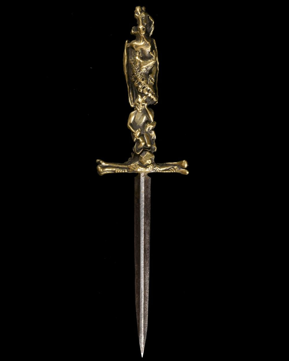 OCCULT RITUAL DAGGER WITH DEVIL, SKULLS AND OWL – 19TH CENTURY