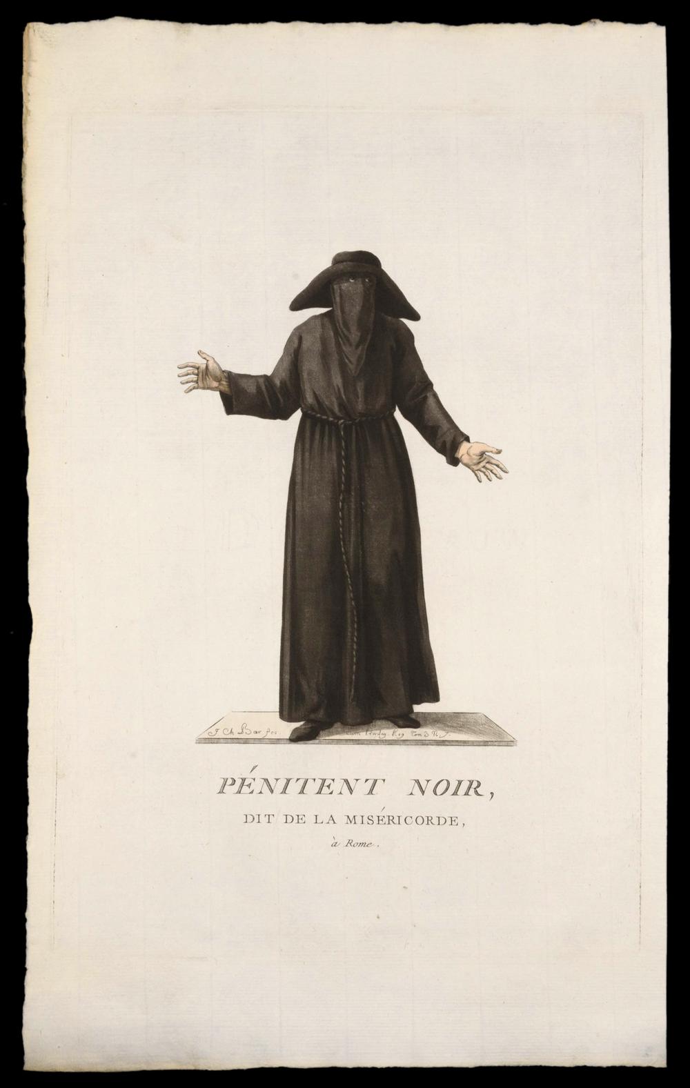 BLACK PENITENT OF MERCY – original 18th-century engraving - RELICS