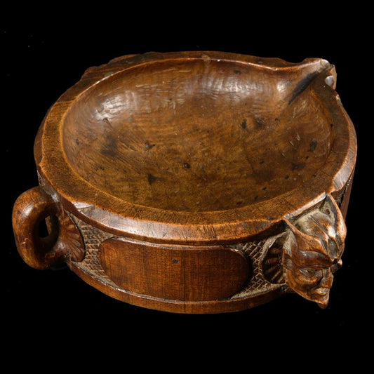 DEMONIC RITUAL BOWL IN CARVED WOOD – BLACK FOREST - RELICS