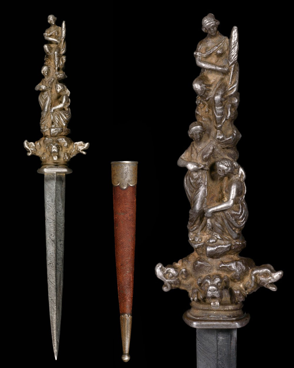 ESOTERIC CEREMONIAL RITUAL DAGGER THE 3 PARQUES AND THE HOUND OF HELL - RELICS