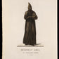 GREY PENITENT OF THE THIRD ORDER OF SAINT FRANCIS – ORIGINAL 18TH-CENTURY ENGRAVING - RELICS