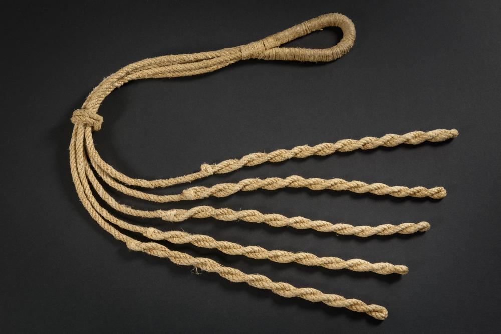 MONASTIC PENITENTIAL SCOURGE WITH 5 KNOTTED CORDS | RELICS