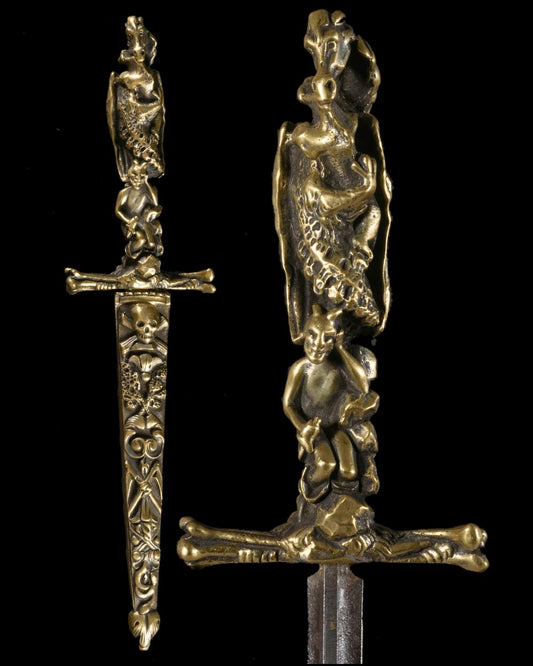 OCCULT RITUAL DAGGER WITH DEVIL, SKULLS AND OWL – 19TH CENTURY - RELICS