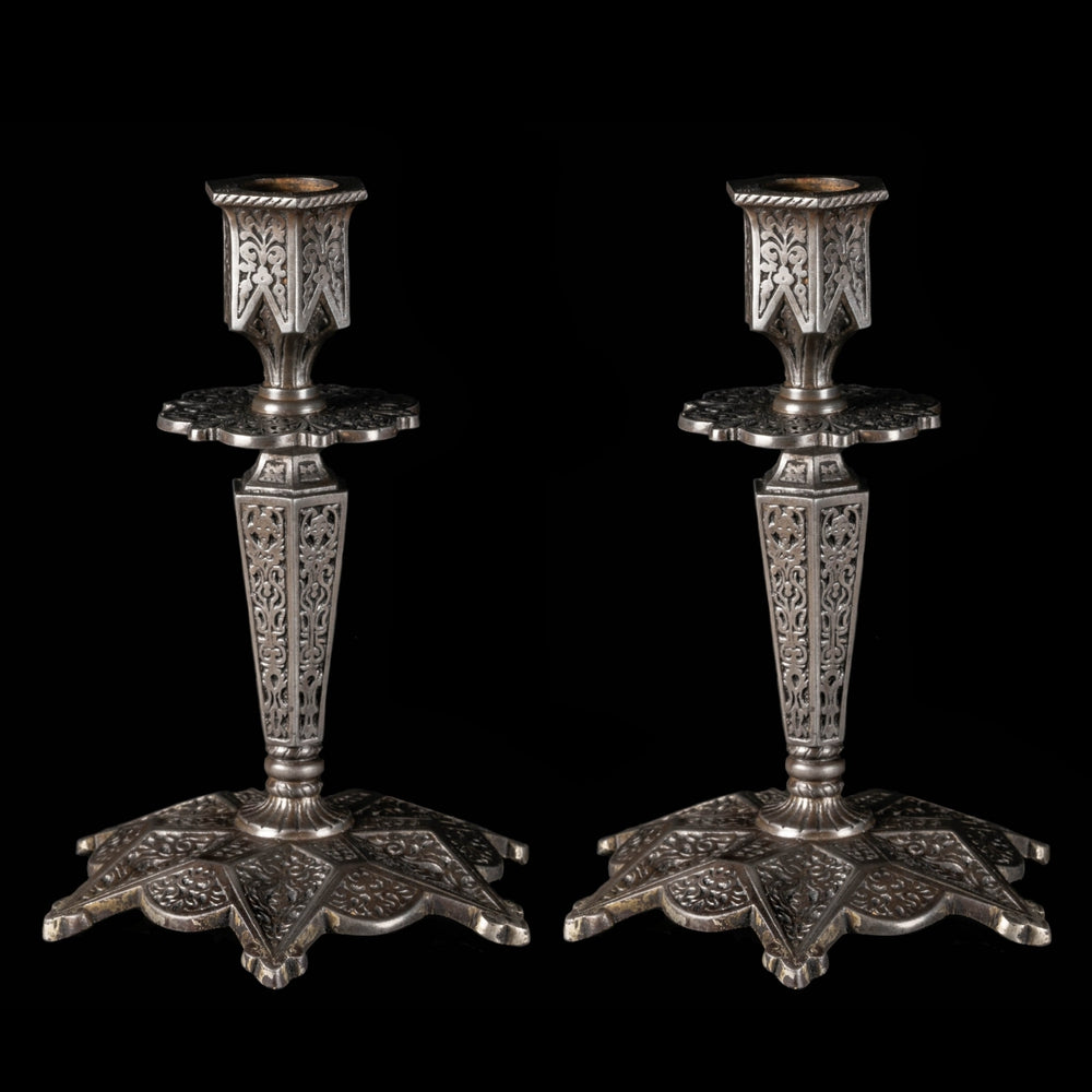 PAIR OF CANDLESTICKS WITH DEVIL DECOR - RELICS