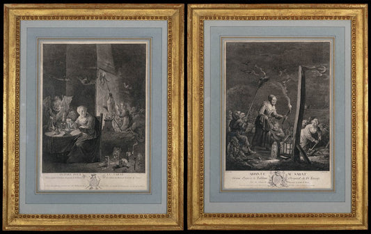 PAIR OF ENGRAVINGS 18th century WITCHCRAFT - RELICS