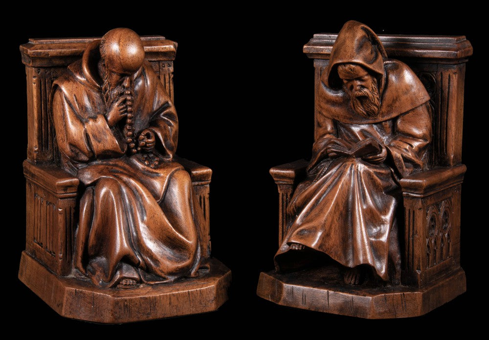 PAIR OF SCULPTED MONKS - RELICS