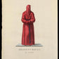 RED PENITENT – original 18th-century engraving, Italian confraternity - RELICS