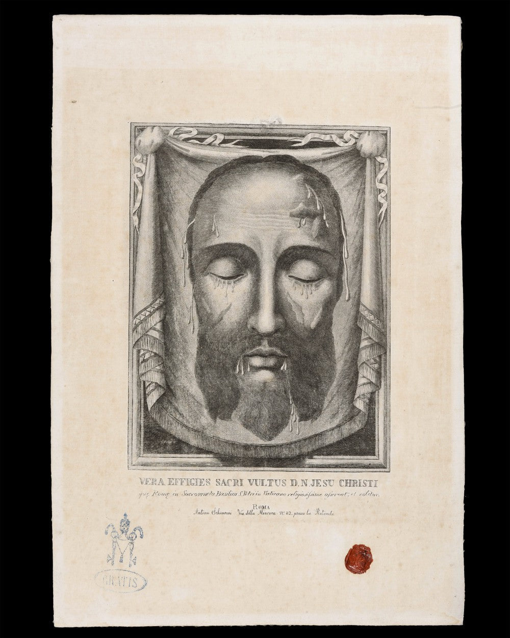 RELIC OF THE HOLY FACE WITH DOCUMENT - RELICS