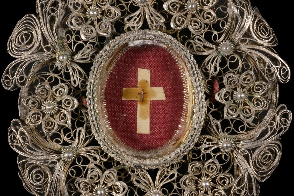 RELIQUAIRE, FILIGRANE D'ARGENT RELIQUE DE LA VRAIE CROIX - RELICS