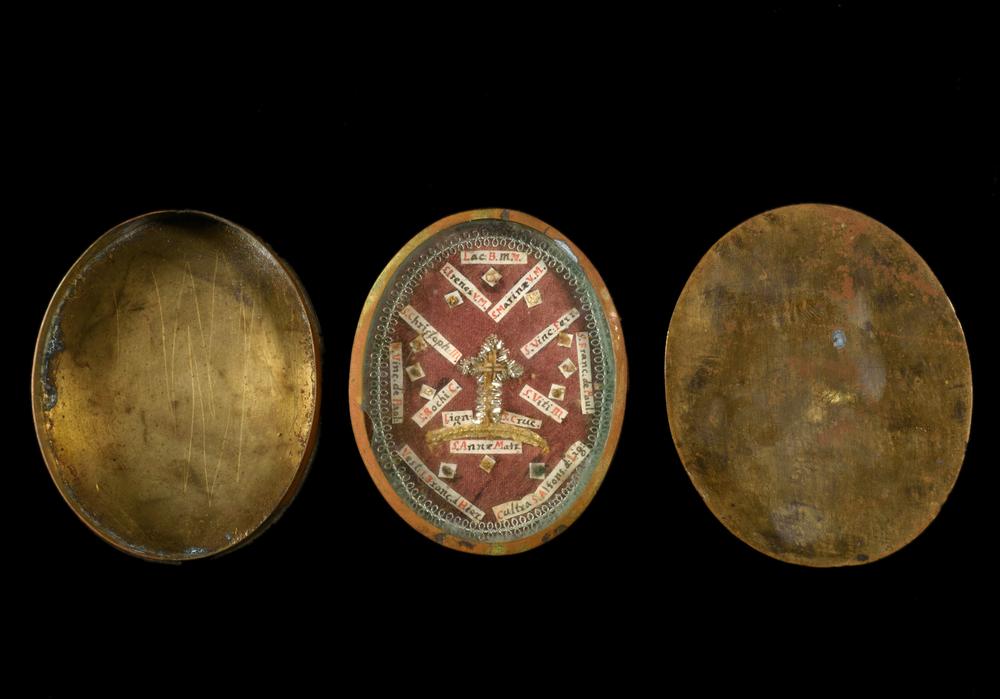 RELIQUAIRE FRANCISCAIN, VRAIE CROIX, LAIT DE MARIE avec DOCUMENT - RELICS