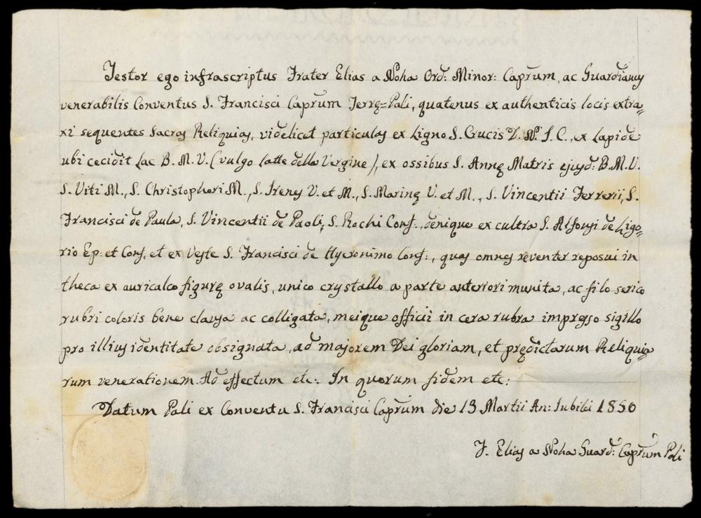 RELIQUAIRE FRANCISCAIN, VRAIE CROIX, LAIT DE MARIE avec DOCUMENT - RELICS