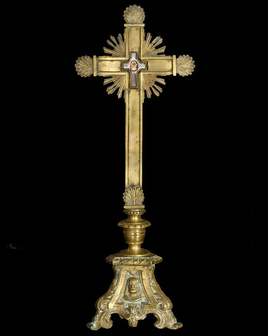 RELIQUARY CROSS OF THE TRUE CROSS, BRONZE AND SILVER - RELICS