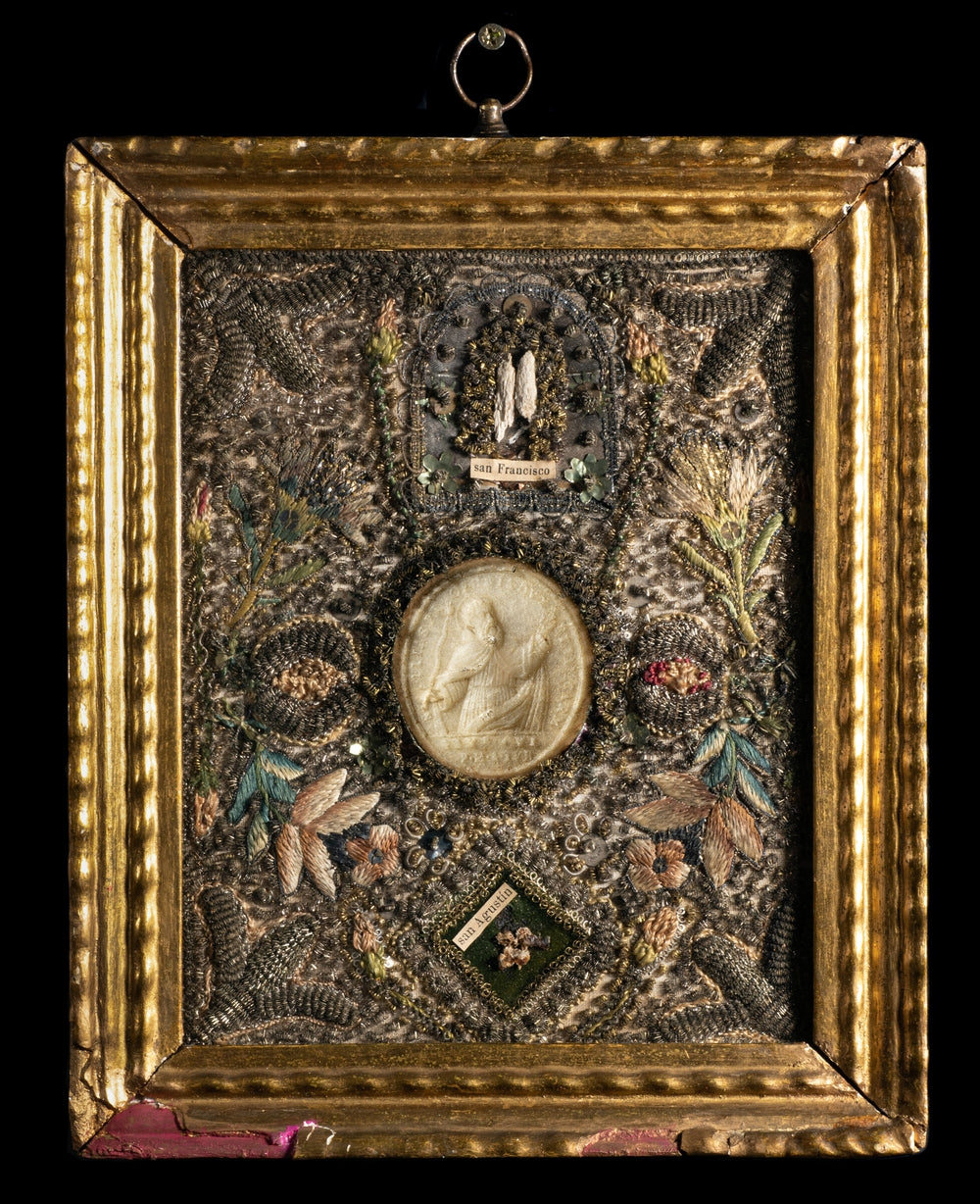 RELIQUARY, FIRST CLASS RELICS EX OSSIBUS OF SAINT FRANCOIS AND SAINT AUGUSTIN - RELICS