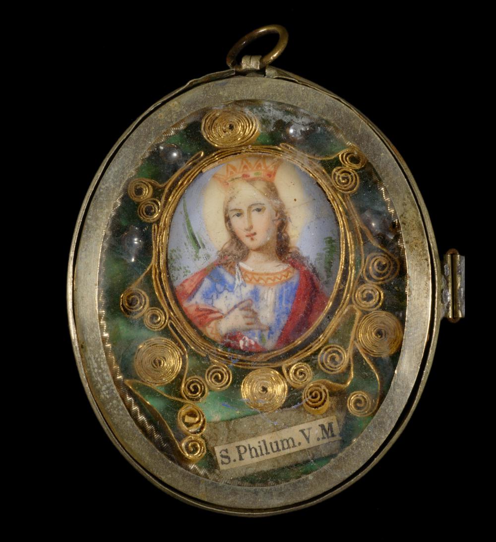 RELIQUARY MEDALLION OF SAINT PHILOMENA - RELICS