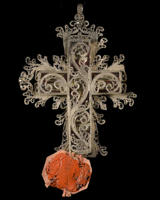 RELIQUARY OF THE TRUE CROSS + DOCUMENT - RELICS