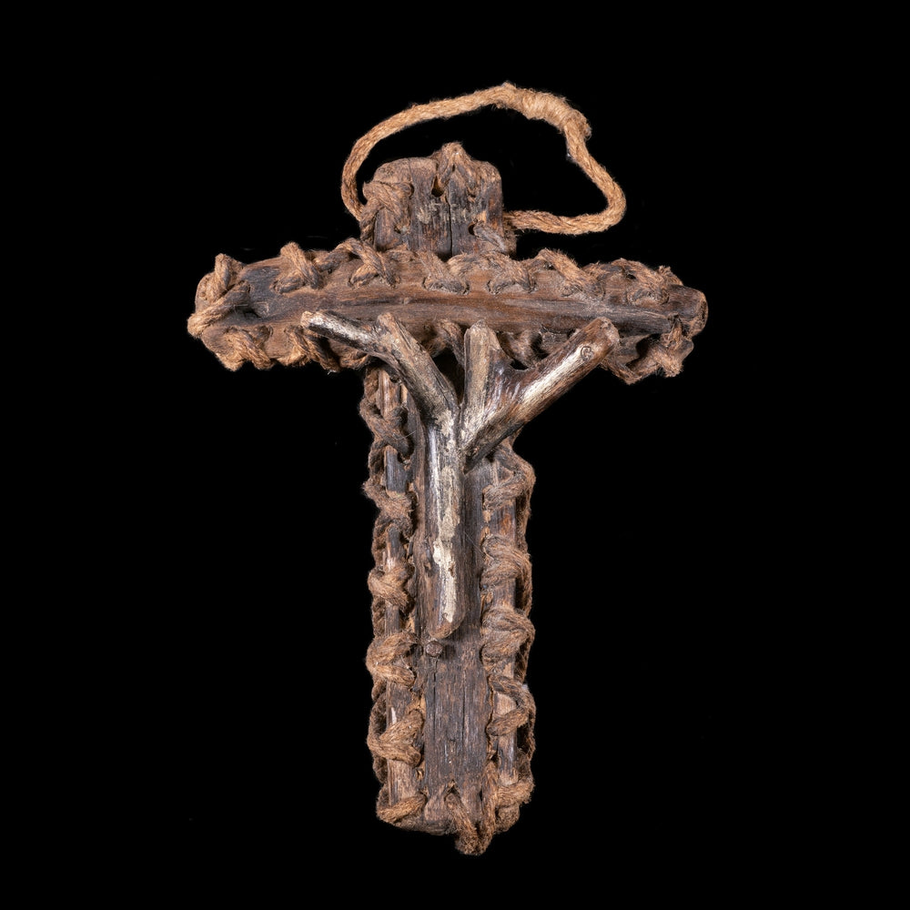 STRANGE WOODEN AND ROPE CROSS - RELICS