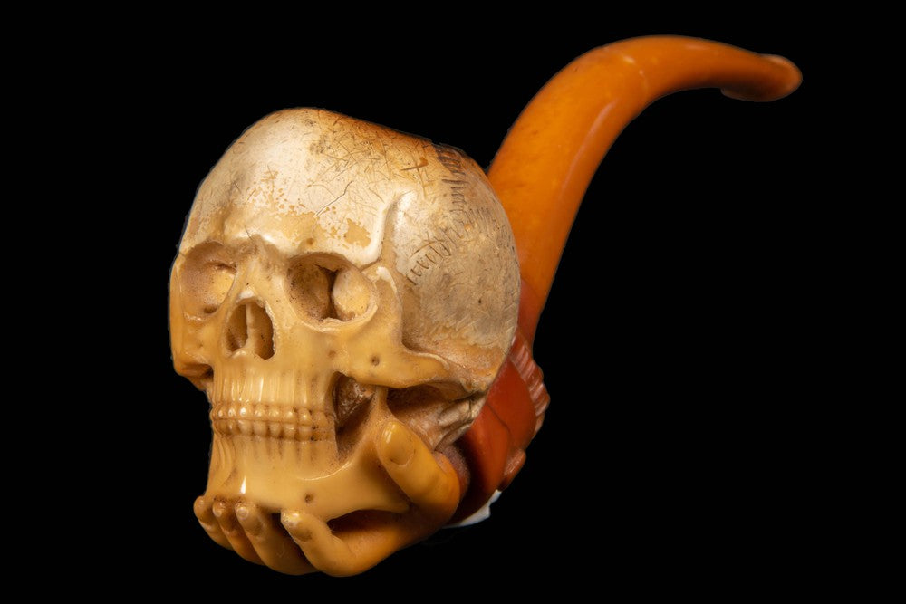 SUPERB HUMAN SKULL PIPE - RELICS - ODDITIES 