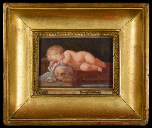 THE CHILD AND THE SKULL Vanitas Painting - RELICS