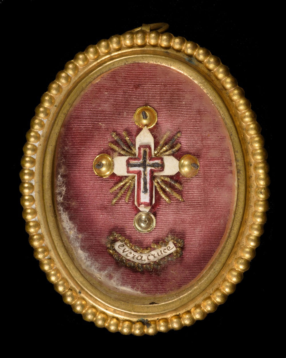 TRUE CROSS RELIQUARY IN GILT BRONZE - RELICS